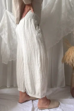 Bubble Boho pellavahousut, hiekka
