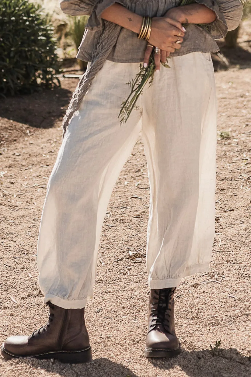 Bubble Boho pellavahousut, hiekka