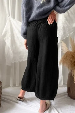 Bubble Boho pellavahousut, musta
