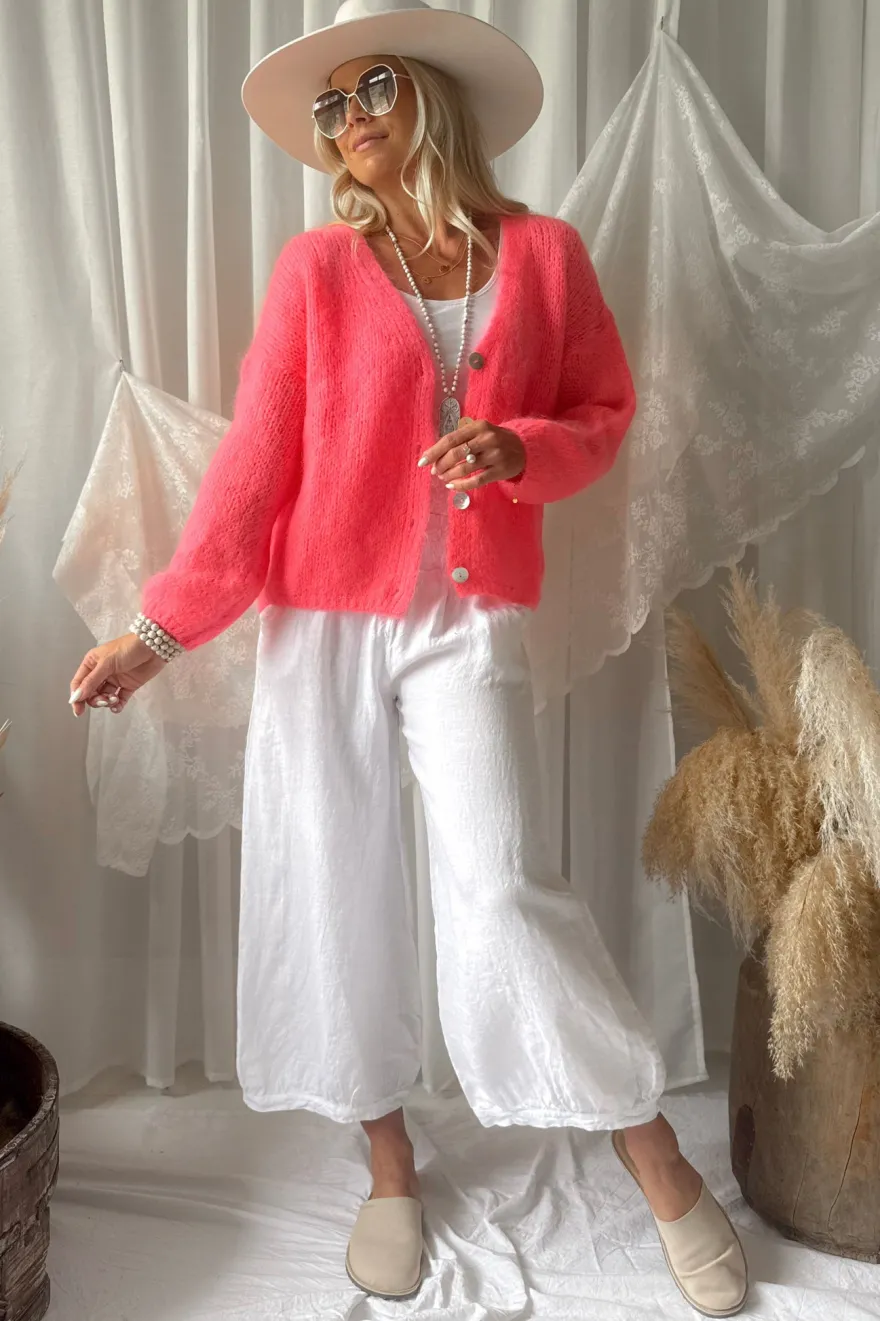 Bubble Boho pellavahousut, valkoinen
