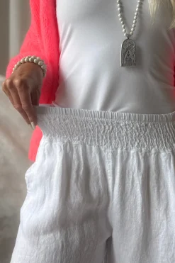 Bubble Boho pellavahousut, valkoinen
