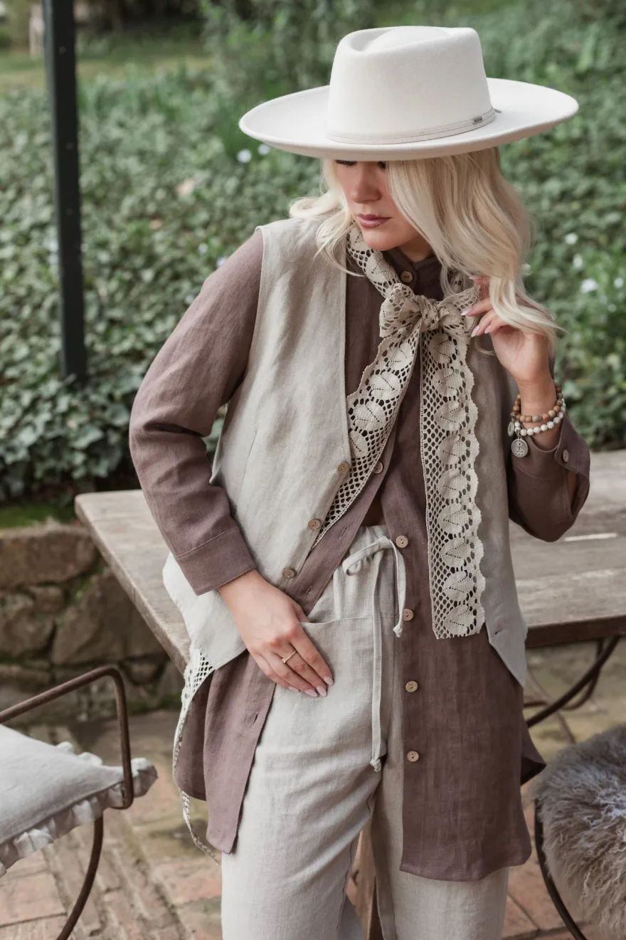 Bypias casual pellavajoggerit, natural