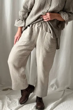 Bypias casual pellavajoggerit, natural