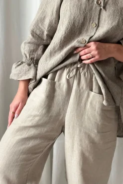 Bypias casual pellavajoggerit, natural