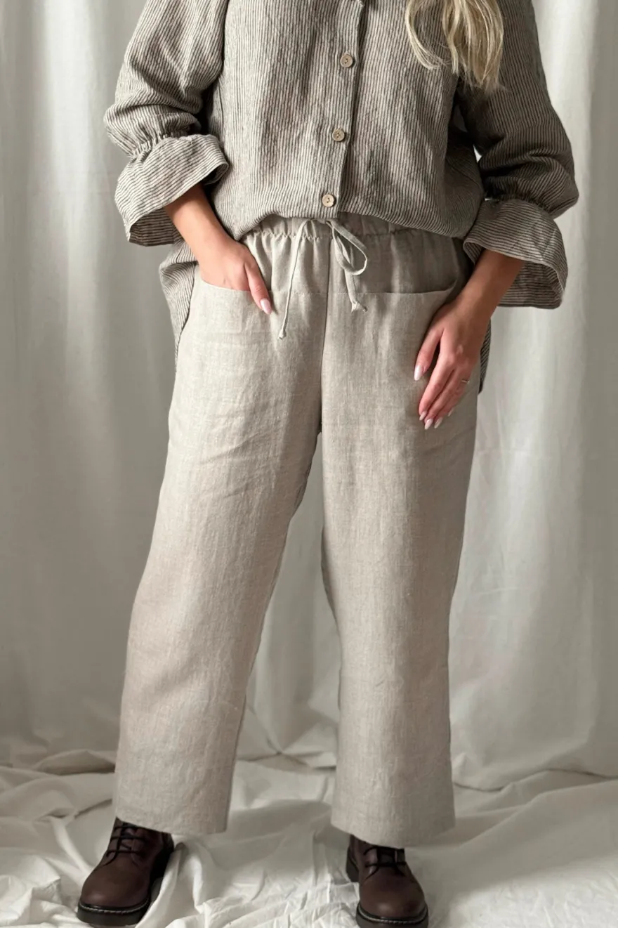 Bypias casual pellavajoggerit, natural