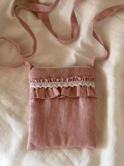 Bypias puhelinlaukku, sorbet pink + valkoinen pitsi