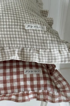 Bypias Ruffle pellavatyynyliina, beige check