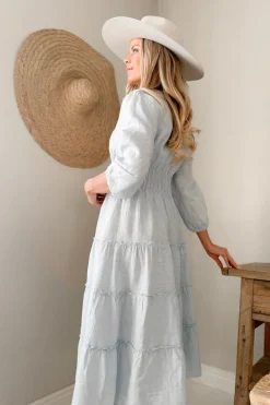 Celina pellavamekko, vaaleansininen