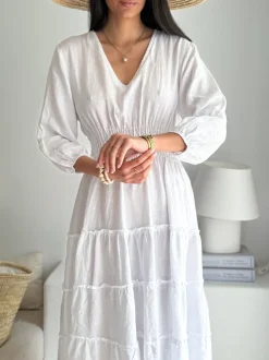 Celina pellavamekko, valkoinen