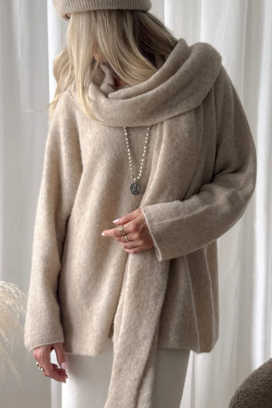 Chamonix alpakkahuivi, beige