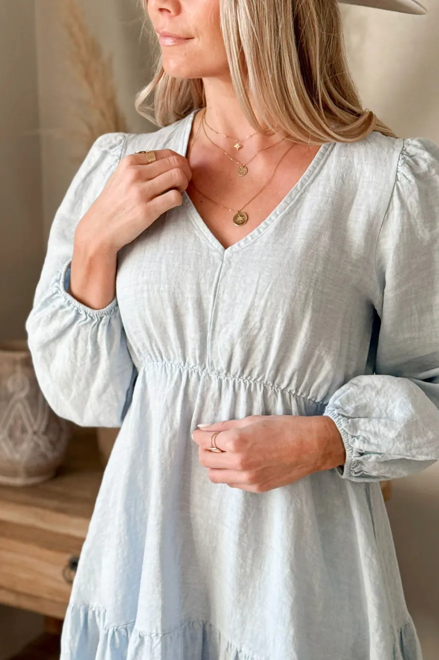 Charly pellavamekko, vaaleansininen