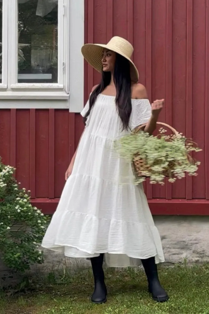Cocomaya puuvillamekko, valkoinen