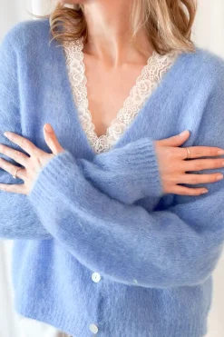 Coziness mohairneuletakki, heavenly blue