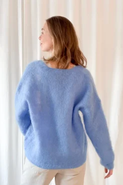 Coziness mohairneuletakki, heavenly blue