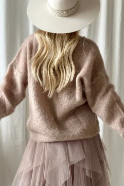 Coziness mohairneuletakki, taupe