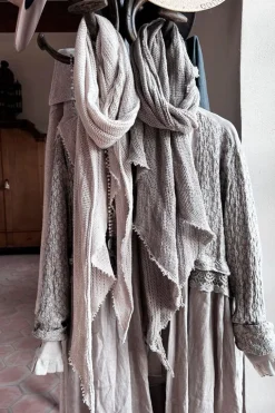 Crochet mesh puuvillahuivi, taupe