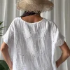 Delphie brodeerattu pellavapaita, valkoinen