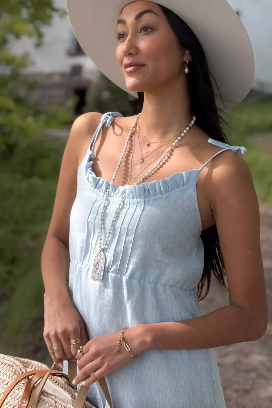 Donna pellavamekko, oxford blue