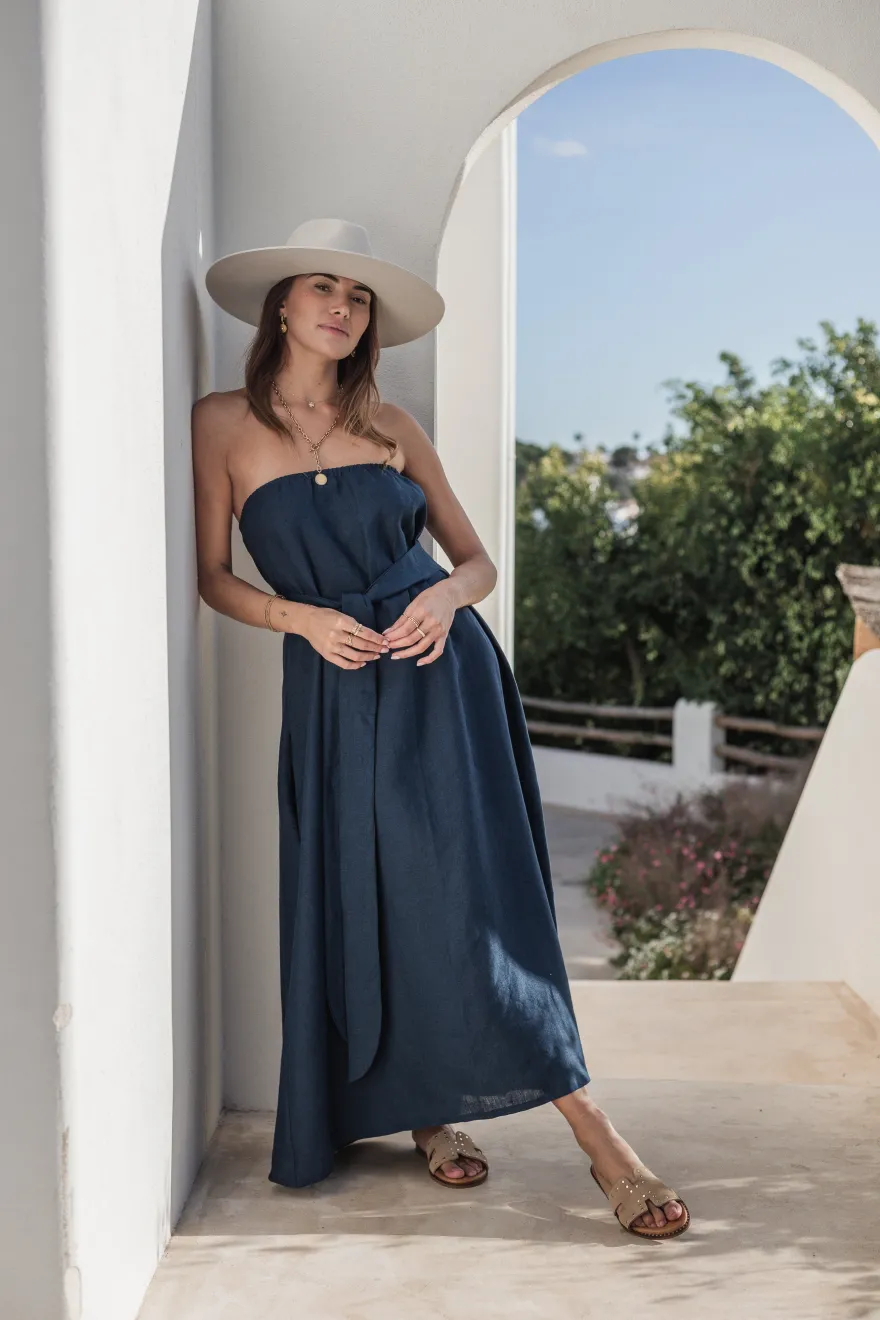 Elegance pellavamekko, navy