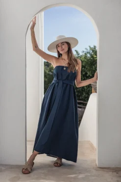 Elegance pellavamekko, navy