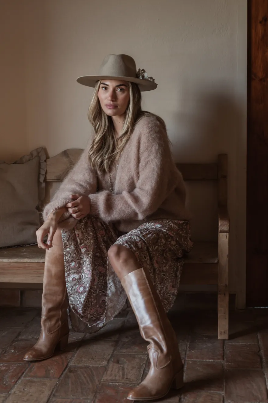 Elena viskoosimekko, taupe