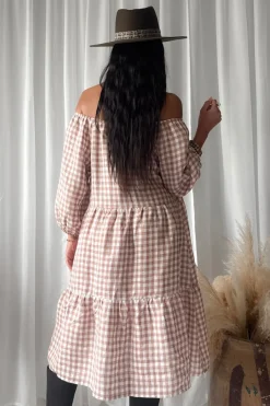 Emilia long pellavamekko, pepperosa check