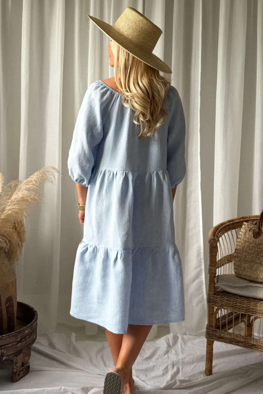 Emilia pellavamekko, oxford blue