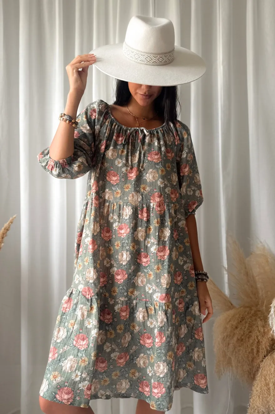 Emilia puuvillamekko, camo cottage floral