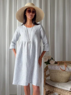 Emma pellavamekko, blue stripe