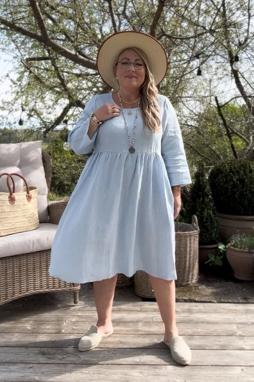 Emma pellavamekko, oxford blue