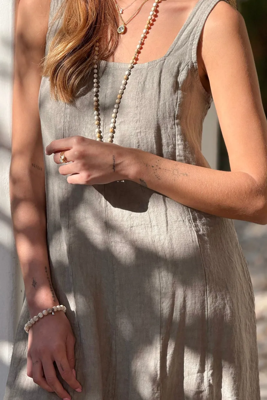 Encanto pellavamekko, taupe