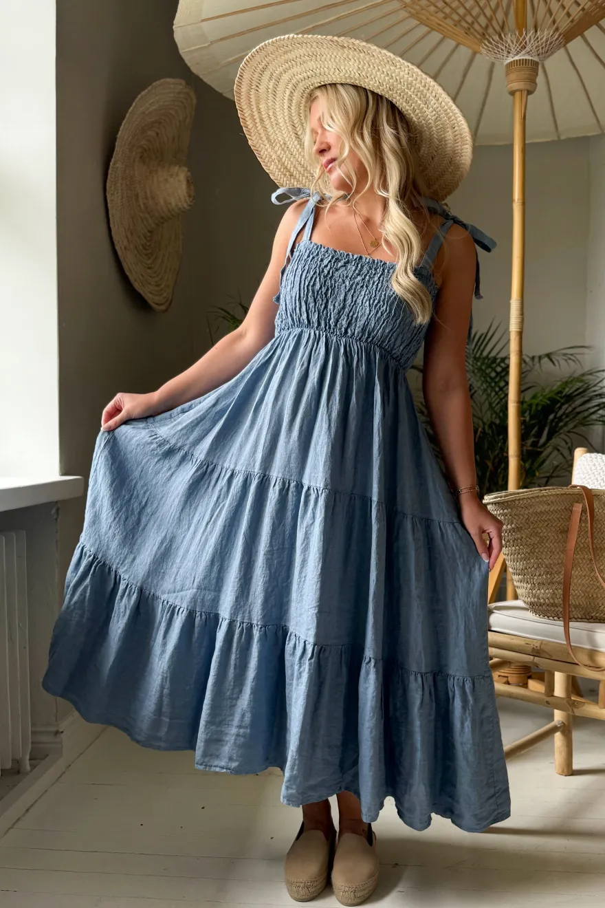 Florentino pellavamekko, denim blue