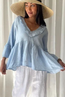 Frill dream pellavapaita, vaaleansininen