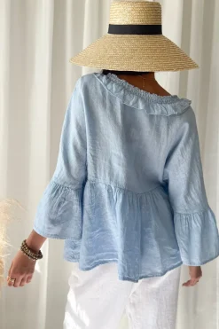 Frill dream pellavapaita, vaaleansininen