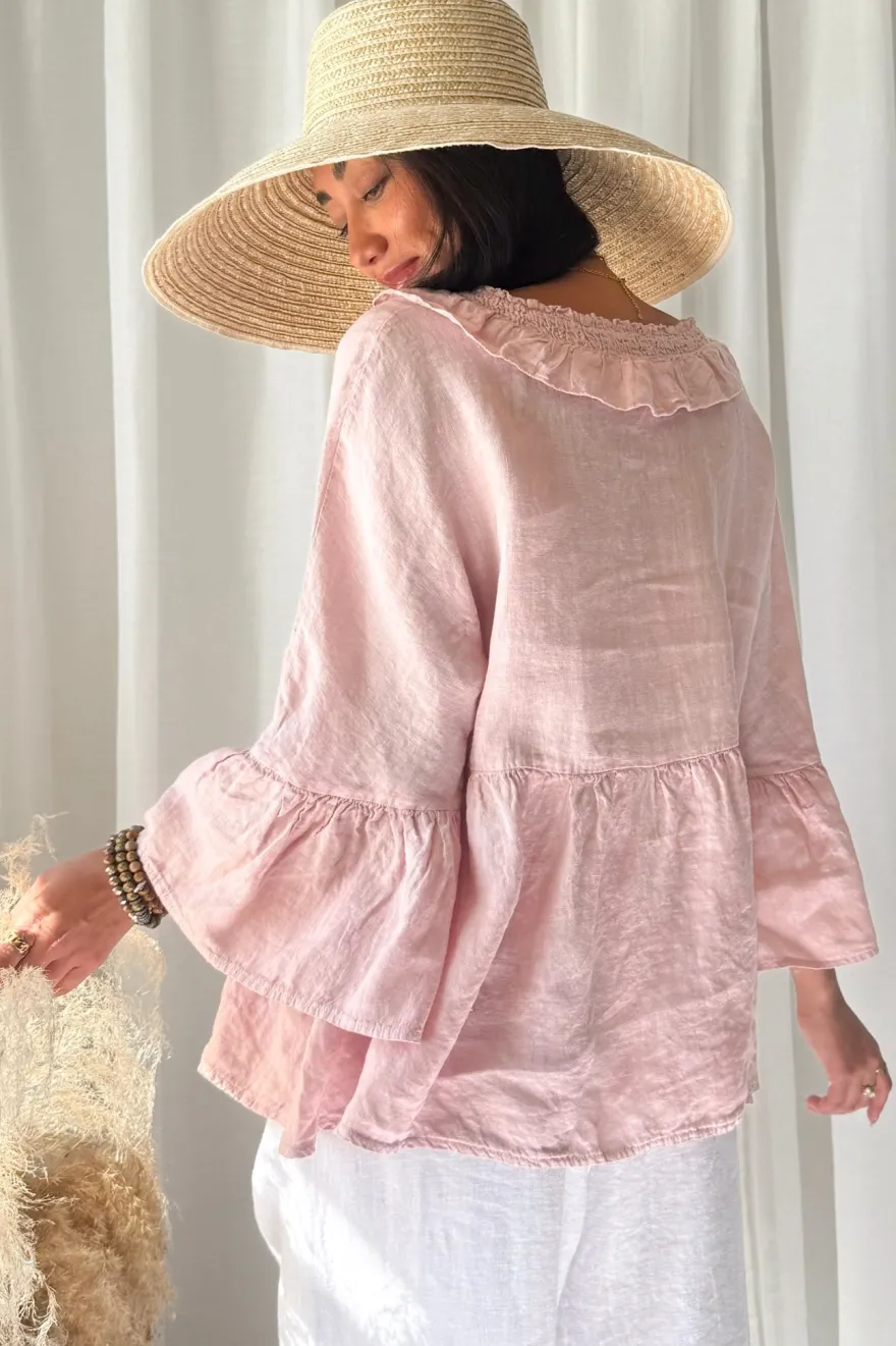 Frill dream pellavapaita, vaaleanpunainen