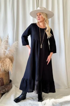 Grace pellavamekko, musta