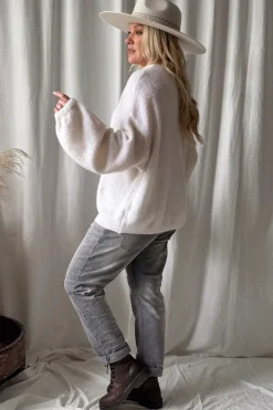 Gretta alpakkaneule, luonnonvalkoinen