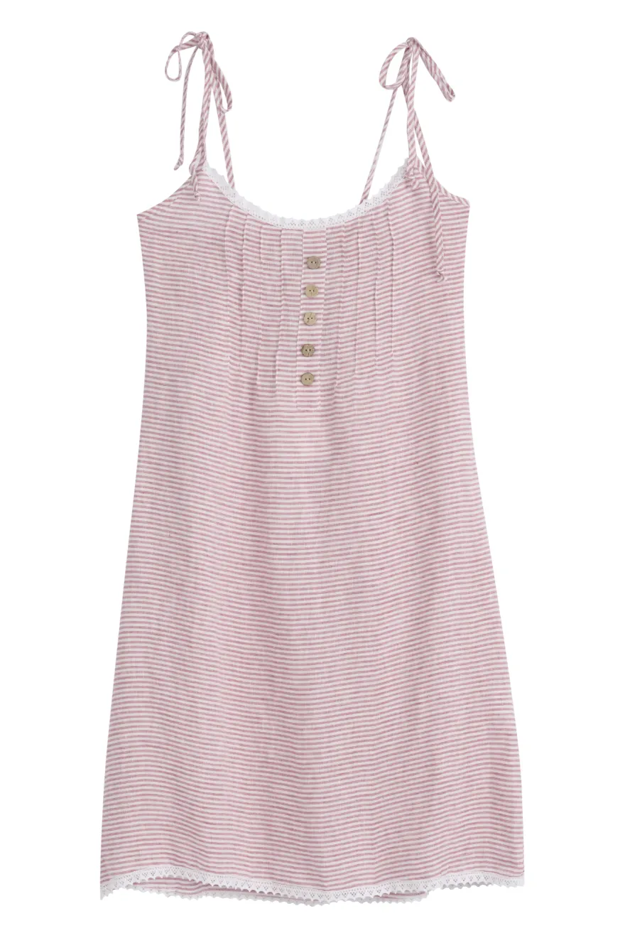 Hanko pellavamekko, pink stripe