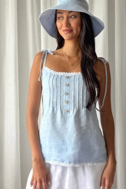 Hanko pellavatoppi, oxford blue
