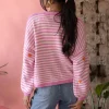 Hearts neuletakki, light pink-white