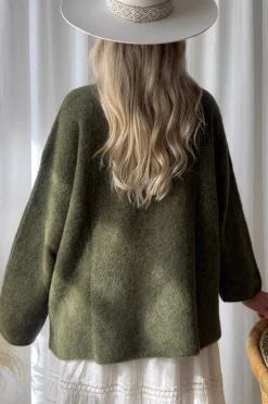 Irene alpakkasekoiteneule, forest green