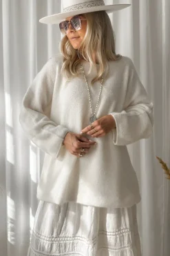 Irene alpakkasekoiteneule, luonnonvalkoinen