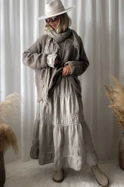 Irene alpakkasekoiteneule, taupe