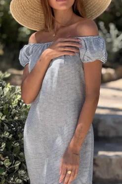 Isabel pellavamekko, blue stripe