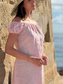 Isabel pellavamekko, pink stripe