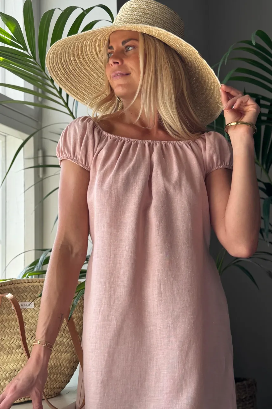Isabel pellavamekko, sorbet pink