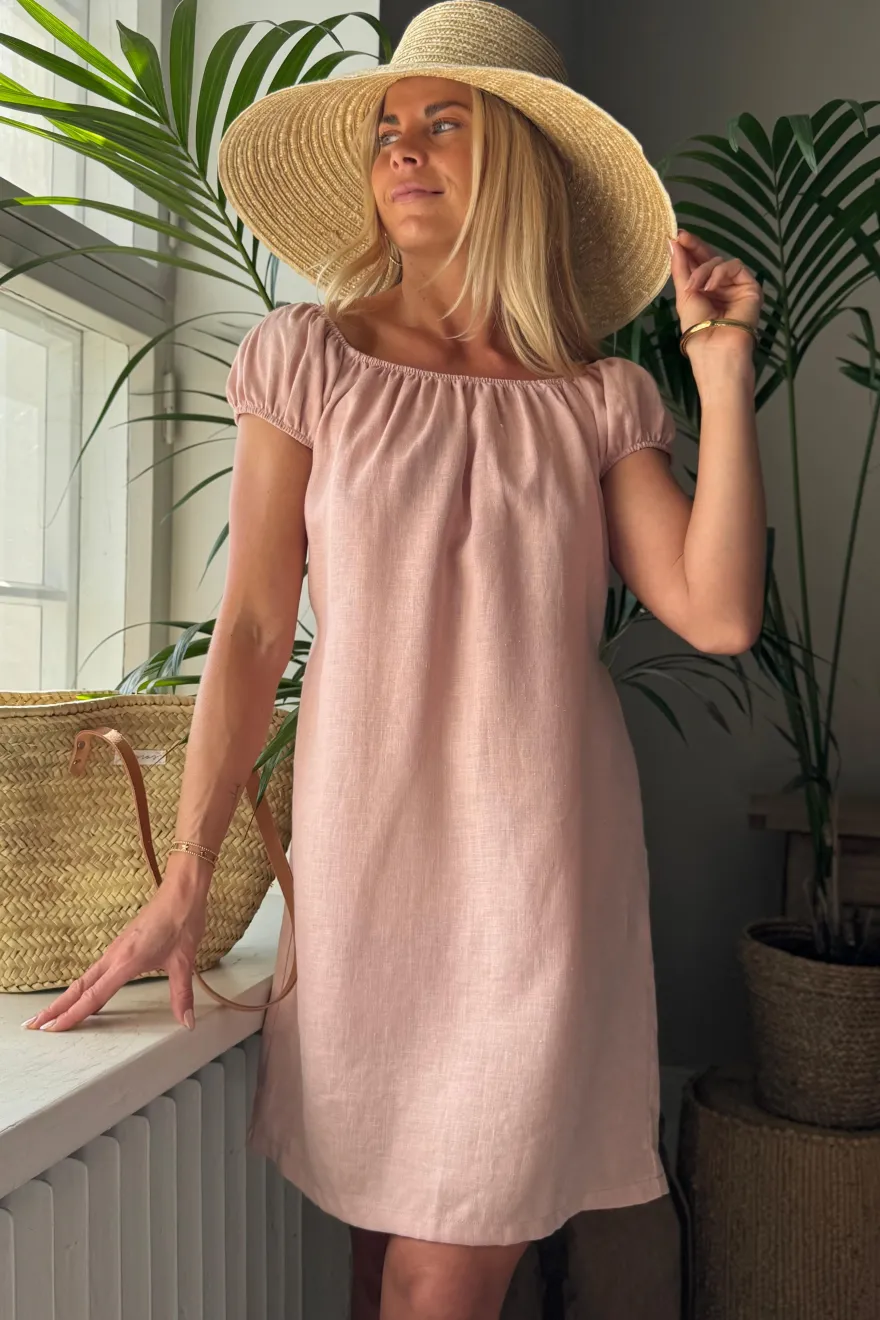 Isabel pellavamekko, sorbet pink