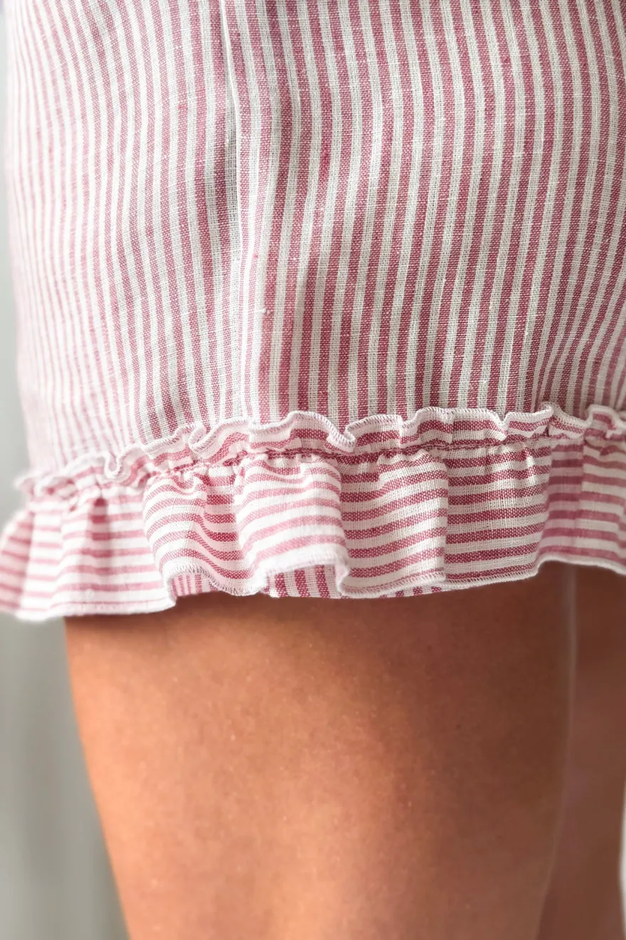 Isolde pellavashortsit, pink stripe