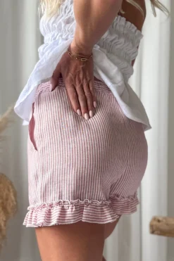 Isolde pellavashortsit, pink stripe