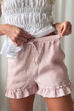 Isolde pellavashortsit, pink stripe